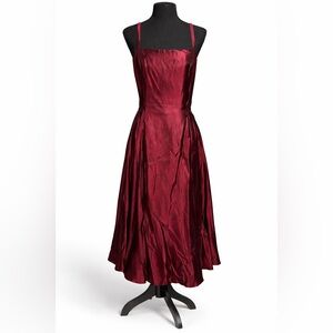 Alex Evenings Burgundy duchess Taffeta Sleeveless Fit & Flare Midi ball gown